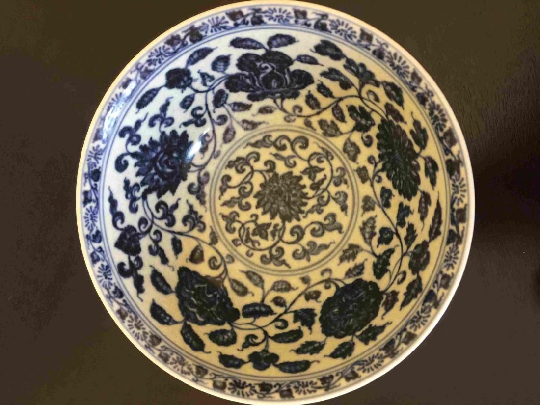 Thick-bottomed Ming dynasty blue and white bowl: 7" x 3"