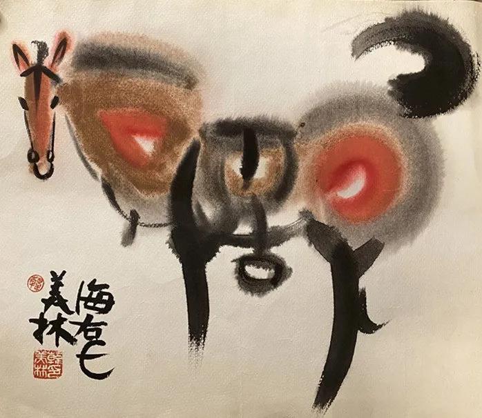 Chinese painting of horse, Han Meilin Mark: 43cm*36cm. American private collector.