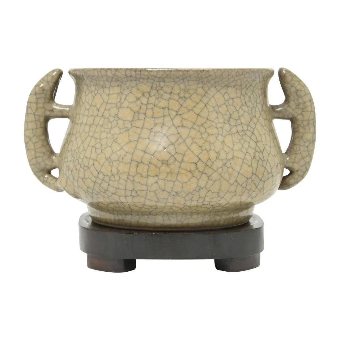 Chinese  Song Dynasty  Inscribed Ge-Type Censer (1 of 3)