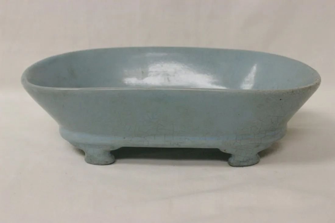 Chinese Song Dynasty Ru kiln style, four-legged narcissus pot, (1 of 10)
