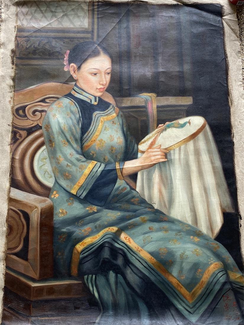 Chen Yifei style oil painting ladies: Appr. 90*60cm