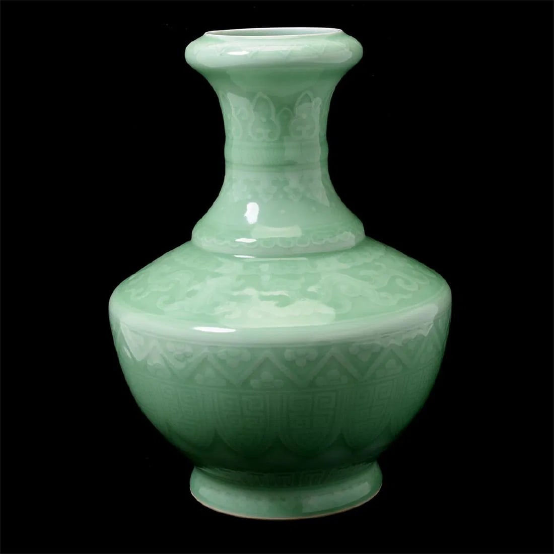 Chinese Archaistic Carved Celadon Vase. (1 of 4)