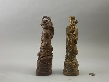 Two pieces of Asian Chinese sandal wood carvings