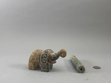 Two jade elephants