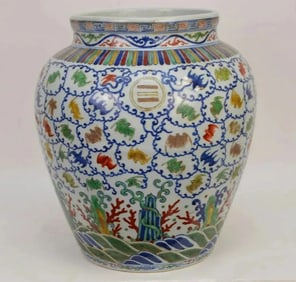 Chinese porcelain Five-color Jiangshan Qiankun Baifu Zun Jar