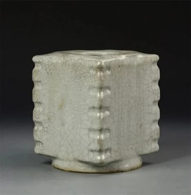 Chinese Sung Dynasty square form glazed porcelain cylinder vase