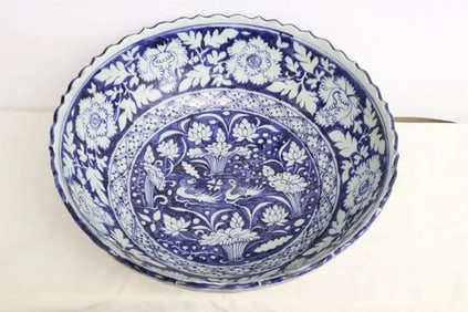 Large Chinese blue and white porcelain bowl