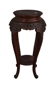 Chinese Stand Deeply Carved Apron with Lower Shelf