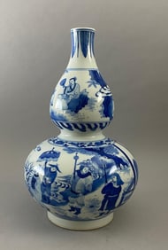 Chinese Ming Dynasty Chongzhen Blue-and-White Figure Bottle porcelain