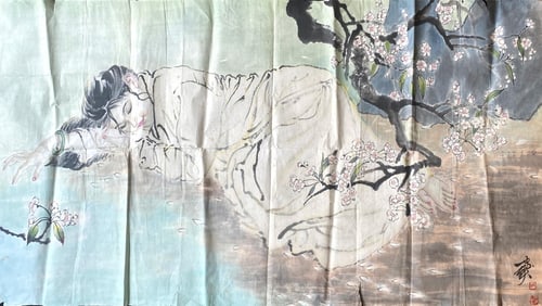 Chinese ink painting on paper Master, Lady