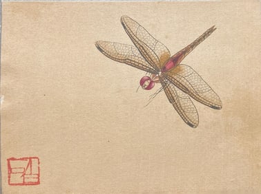 Chinese ink painting on paper Master Qibaishi dragonfly