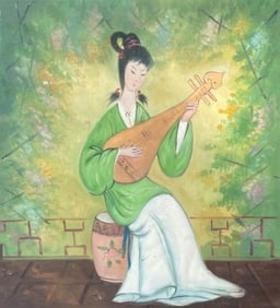 Chinese oil painting on canvas of Master LinFengMian style