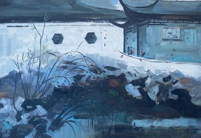 Chinese oil painting on canvas of Master WuGuanZhong style