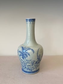 Chinese Ming Dynasty Wanli Mark Blue and White Figure porcelain Vase