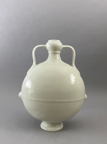 Chinese Song Dynasty style Sweet White Glazed Darkly Engraved Flower Pattern Ribboned Flat porcelain