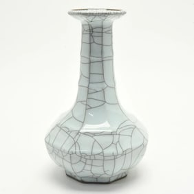 Chinese Song Dynasty style Guan-Type Faceted 'Bamboo Neck' Vase