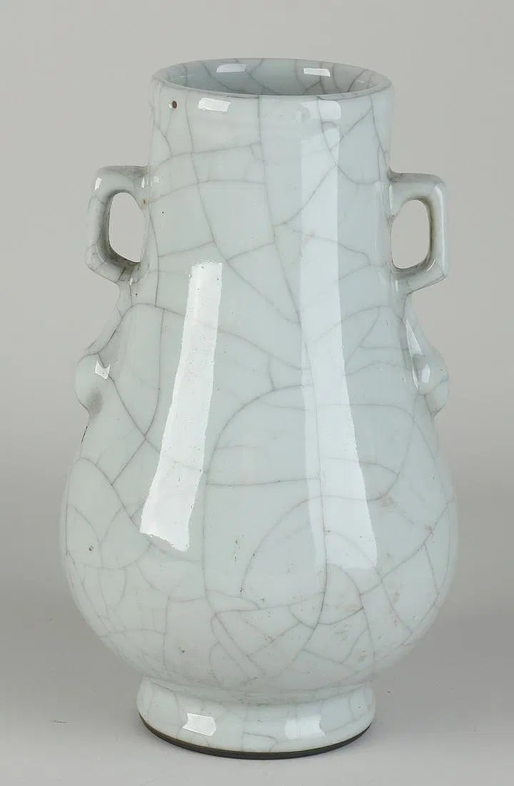 Chinese Qing Dynasty Yongzheng period celadon porcelain vase with handles and crackle glaze (1 of 2)