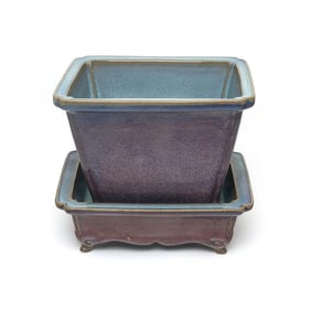 Chinese Purple Rectangular Jun Planter With Stand porcelain