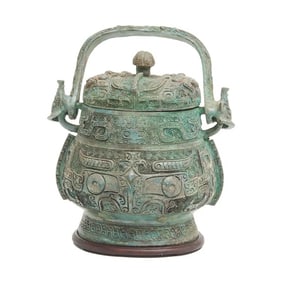 Chinese Bronze Mystical Beast Mask Vessel
