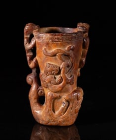 Chinese brownish burnt jade sculpture