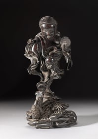 Chinese Zitan Like carved Wood sculpture Liuhai