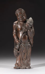 Chinese carved Huanghuali sculpture Figure of Liuhai