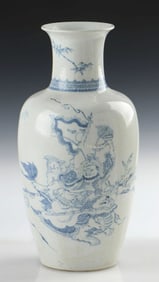 Chinese Blue and White Kangxi period style mark Porcelain Vase