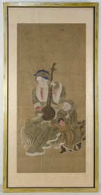 AN ANTIQUE CHINESE PAINTING ON SILK