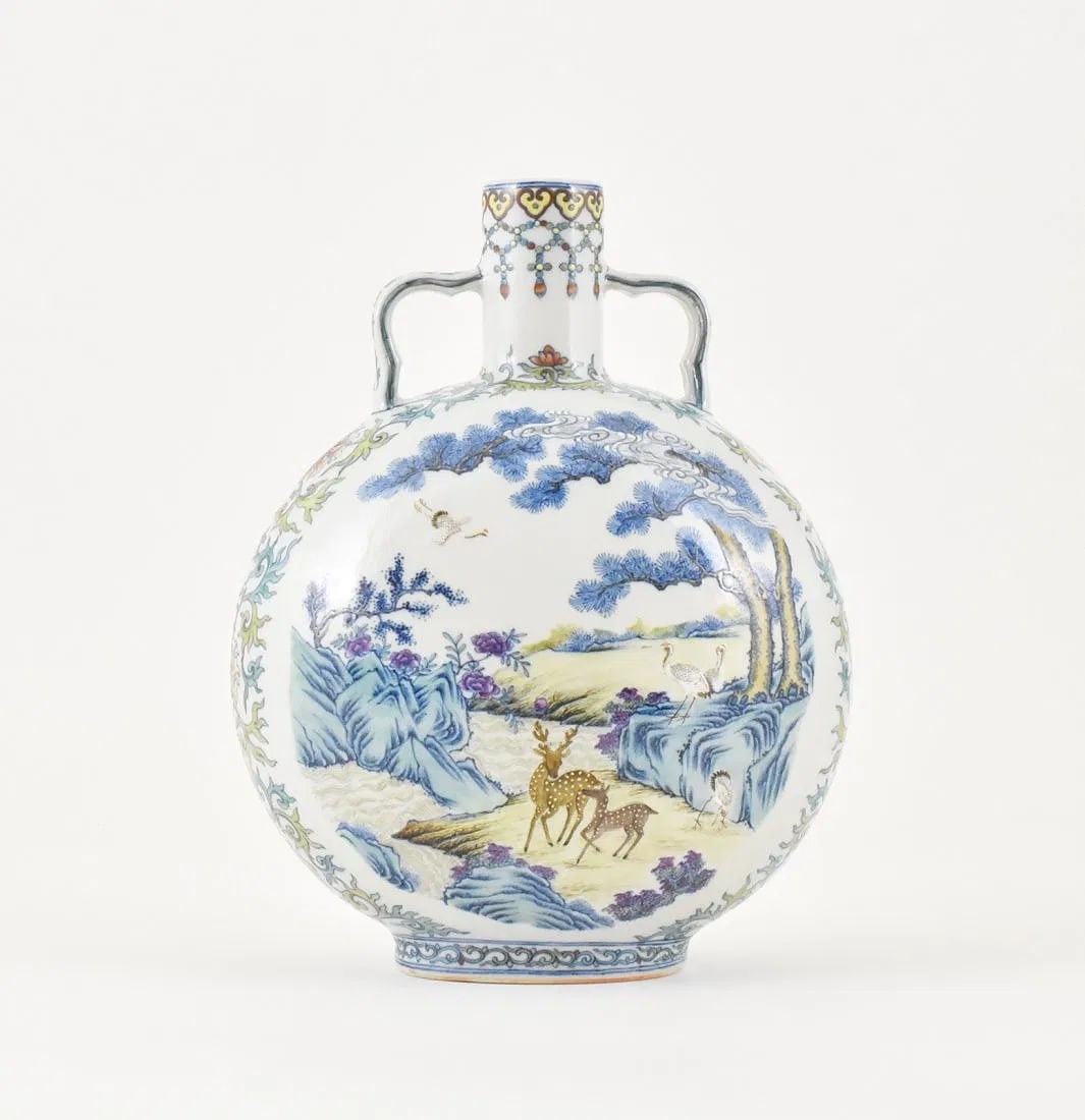 A very fine YongZheng Chinese DouCai porcelain moon flask (1 of 6)