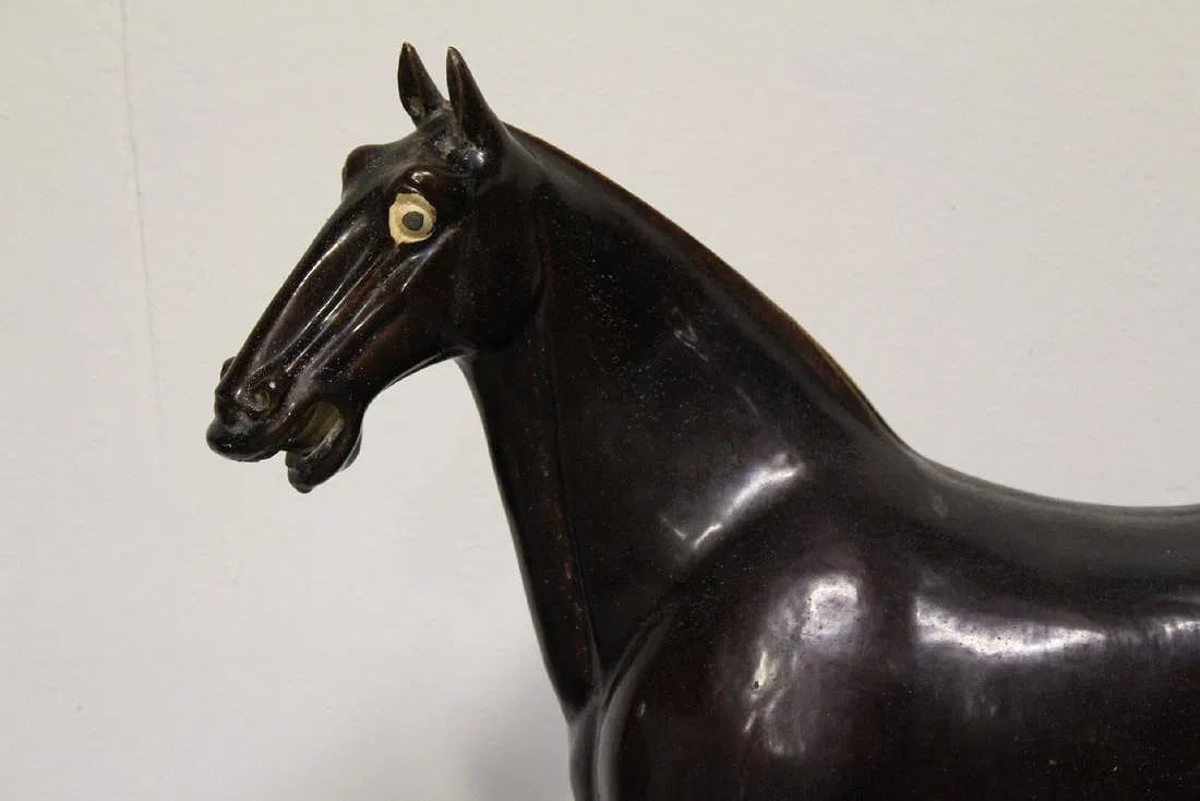 A large Chinese brown glazed pottery horse (1 of 9)