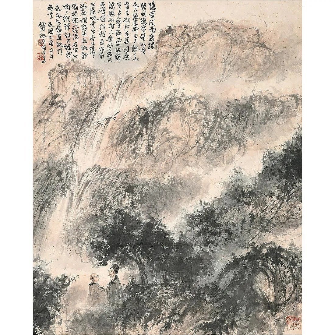 Chinese hanging scroll of ink and color painting on paper. Fu Baoshi (1 of 5)