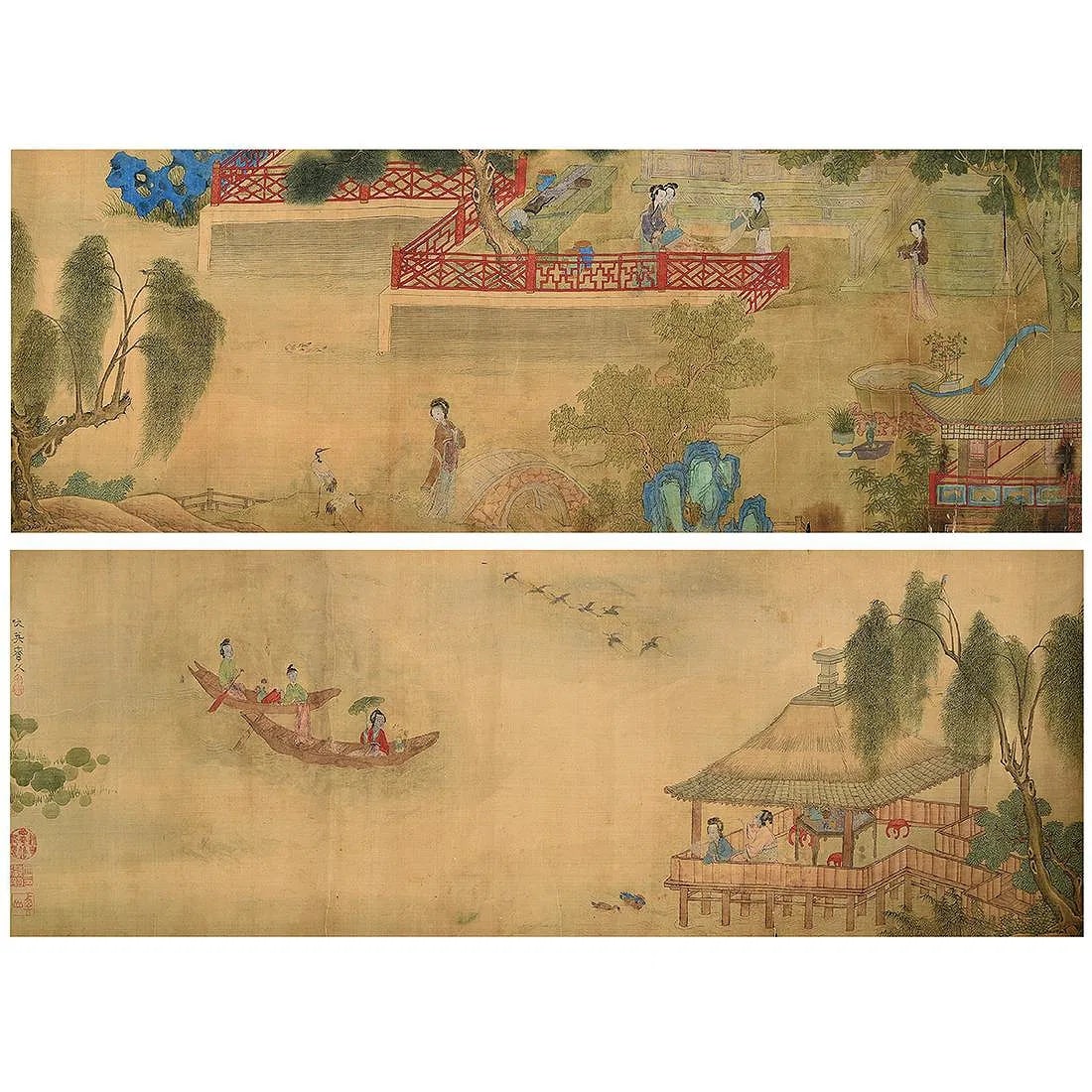 Chinese hanging scroll of ink and color painting on paper Qiu Ying (1 of 7)