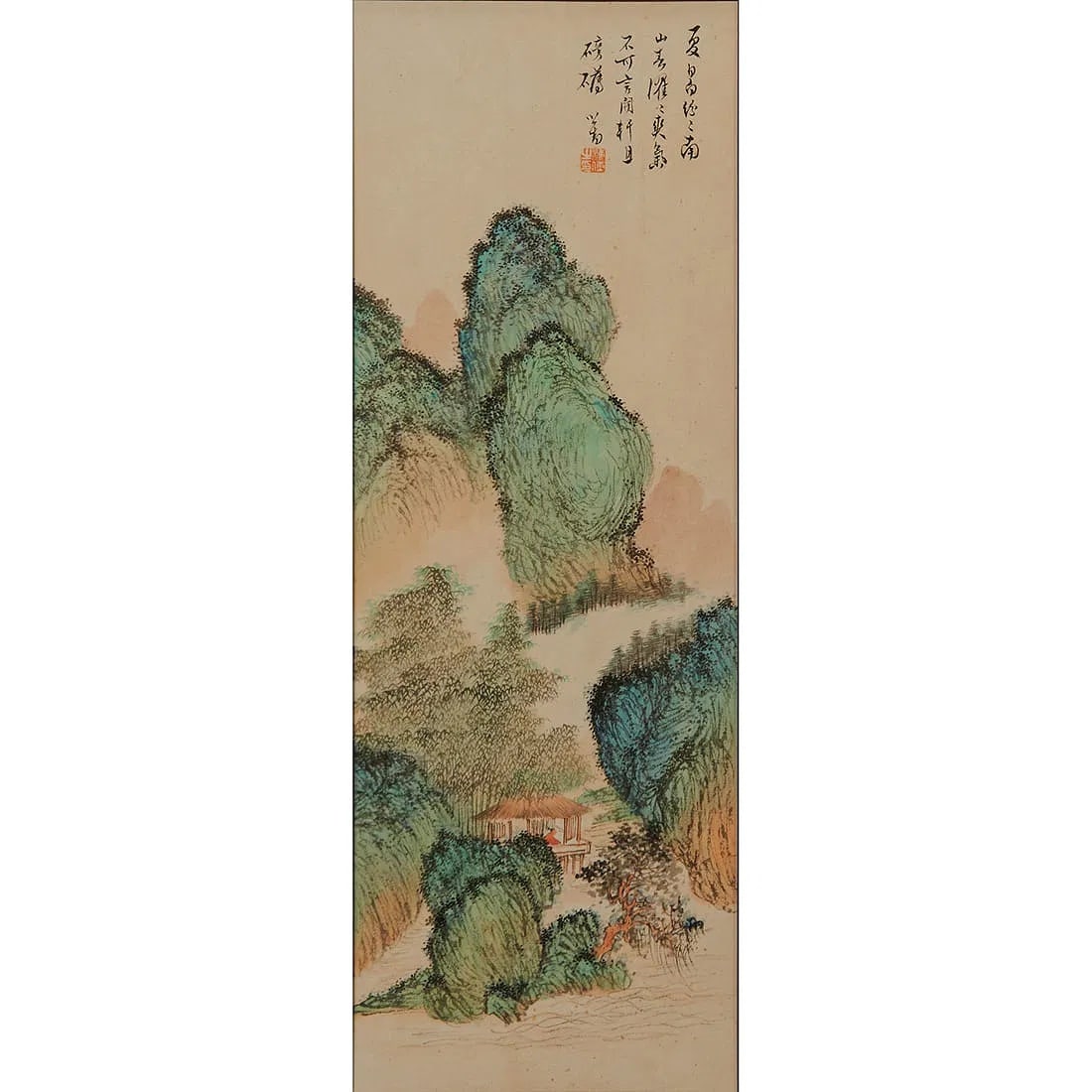 Chinese Antique Landscape Painting on Paper, Signed with Calligraphy & Seal, Framed Scenic Mountain (1 of 4)
