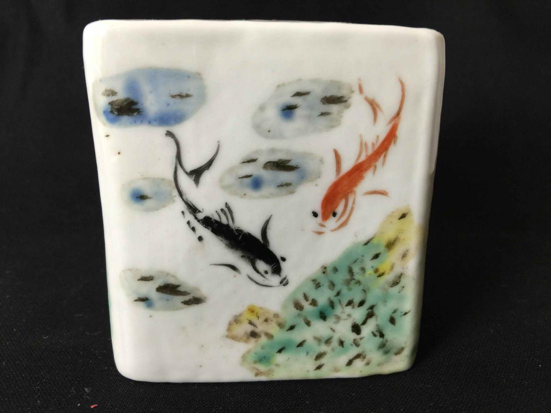small pen holder with fish painting: small