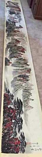 A FINEST CHINESE Long scroll painting red leaves (1 of 4)