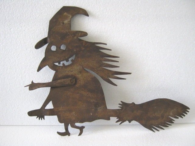 Iron Witch On Broom Hand Made Weather Vane Cutout (1 of 5)