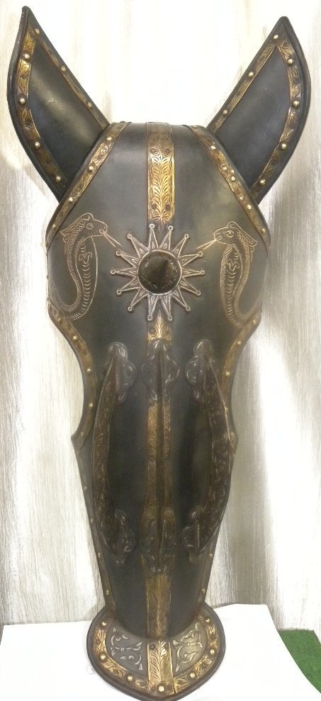 RARE PERSIAN WARRIOR HORSE MASK 2 SNAKE FIGS IRON STRIP (1 of 8)