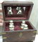 ANTIQUE 4 WOOD BOTTLE WOODEN BRASS FIT PERFUME BOX