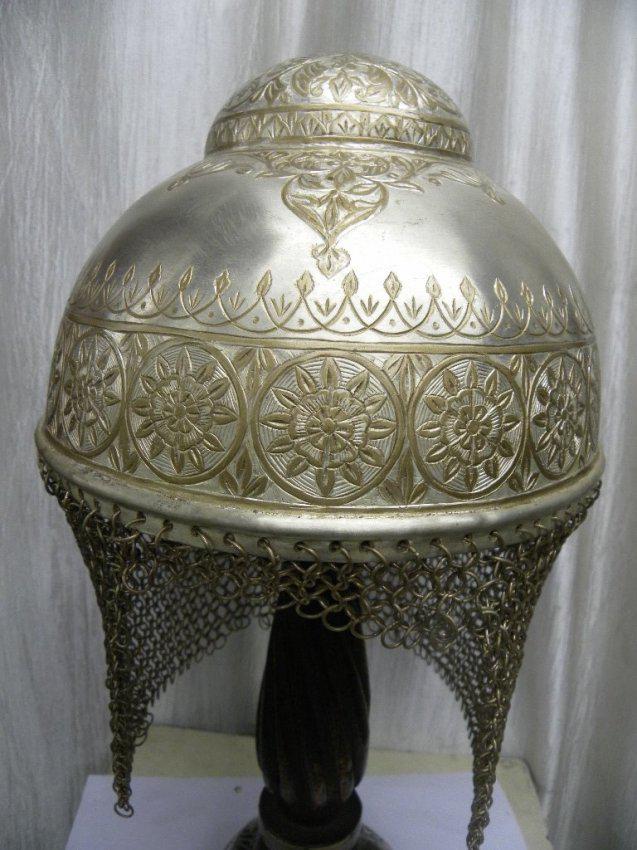 RARE ASIAN SIKH WARRIOR HELMET SILVER  BUMP TOP HAIR K (1 of 8)