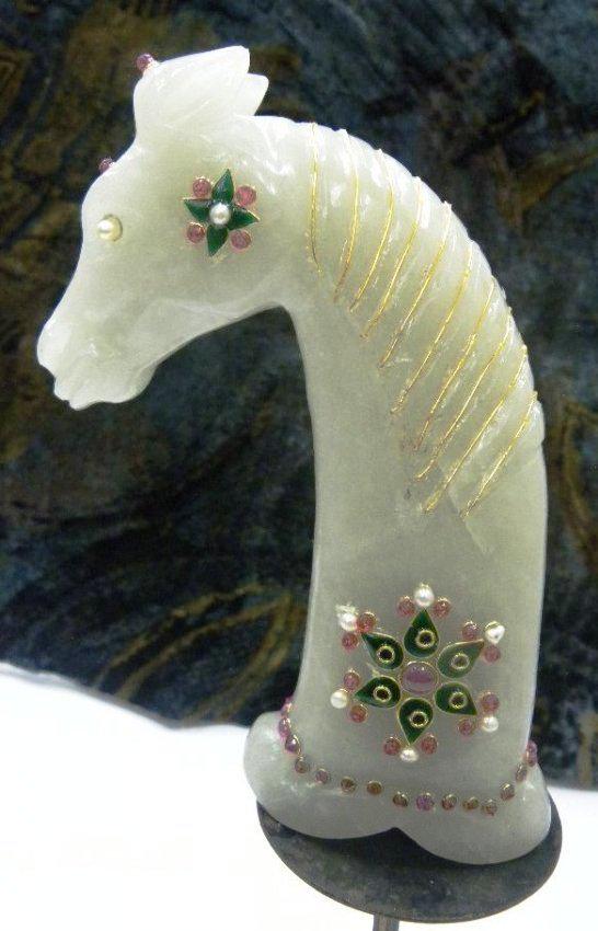STUNNING ASIAN JADE DAGGER HANDLE HORSE FACE GEMS (1 of 6)