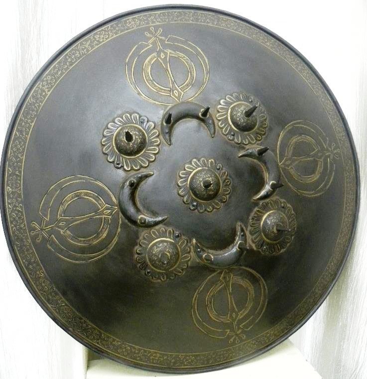 RARE SIKH WARIOR SHIELD 13 SPIKE 4 KHANDA SYMBOL SIKH (1 of 7)