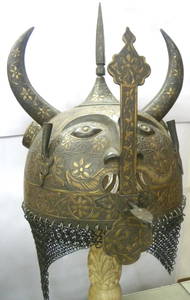 MILITARY PERSIAN  WARRIOR HELMET DEMON DEVIL FACE 2 HORNS & EARS