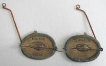 Optician's trade clinic display advertisement sign with flaps