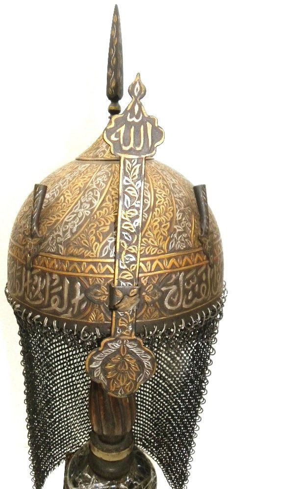 MUSEUM LEVEL PERSIAN STYLE WARRIOR HELMET ARABIC INSCRPTON VINE BAND (1 of 7)