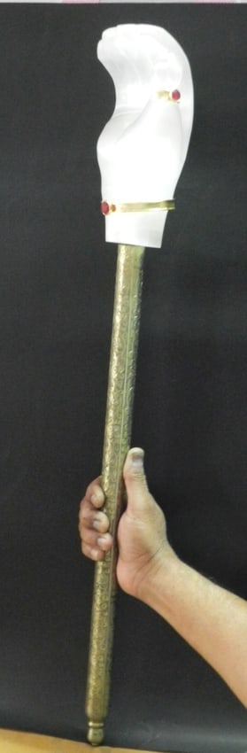 ANICINET JAD MILKY WHITE E BACK SCRATCHER WITH BRASS STAND 2 JEWLES STUDDED (1 of 9)