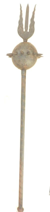 ANTIQUE MACE/ GURG SPIKES ROUND BALL TOP TRIDENT 3 WAY CURVED ARABIC INSCRIPTION FLODIN ROD (1 of 10)