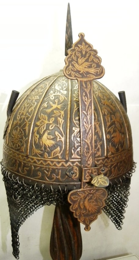 INCREDIBLE ORNATE HELMET HELMET 14 BIRDS FIG ENGRAVED ARABIC INSCRIPRION MELON CUT SURAFE FLORAL (1 of 7)