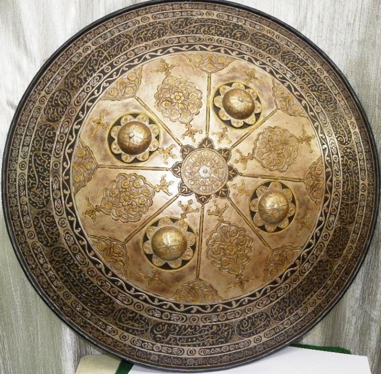 INCREDIBLE ANCIENT SHIELD ARABIC INSCRIPTION LARGE SIZE ENTIRE SURFACE MEDALLIONS AND FLOWRAL (1 of 7)