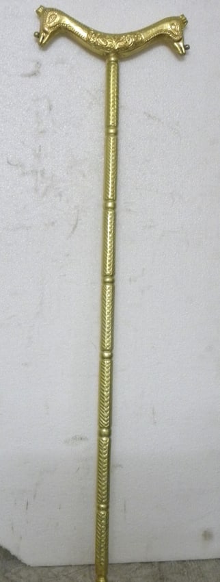 INCREDIBLE BRASS DERVISH CRUTCH ZAFAR TAKIESH BRASS WITH PEACOCK FIGURES LONG CANE WITH HIDDEN SWORD (1 of 12)