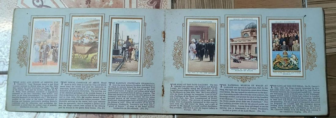 ANTIQUE ALBUM YEAR 1935 THE REIGN OF KING GEORGE V 1910 SILVER JUBILLE 1936 FEATURED W.D. HO WILLS: Antique album and the images shared shows the cover of acommemorative album titled "THE REIGN OF KING GEORGE V: 1910 SILVER JUBILES- 1935" This is a piece of historical memorabilia from the tobacco in